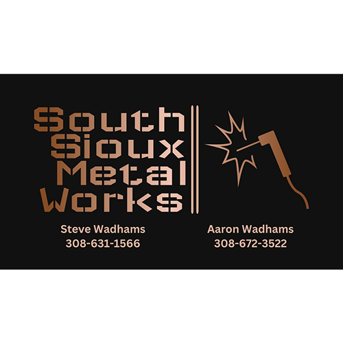 Logo of South Sioux Metal Works with contact details.